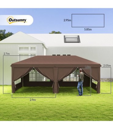 3 x 6m Pop Up Gazebo Height Adjustable Party Tent w/ Storage Bag Black