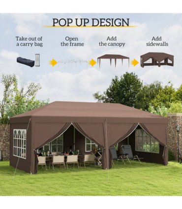 3 x 6m Pop Up Gazebo Height Adjustable Party Tent w/ Storage Bag Black