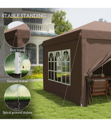3 x 6m Pop Up Gazebo Height Adjustable Party Tent w/ Storage Bag Black