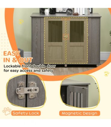 Dog Crate Kennel Cage for Extra Large Dog, Indoor End Table, Grey