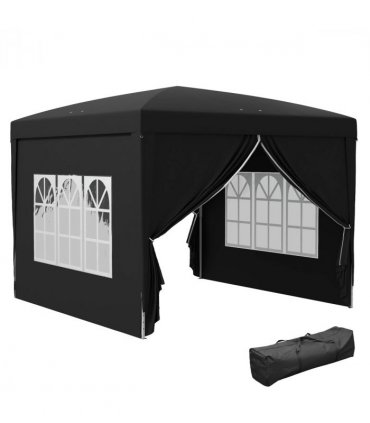 3mx3m Pop Up Gazebo Party Tent Canopy Marquee with Storage Bag Black