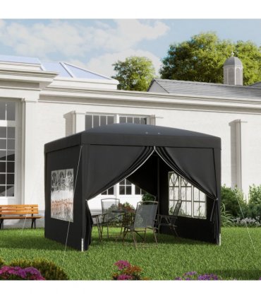 3mx3m Pop Up Gazebo Party Tent Canopy Marquee with Storage Bag Black