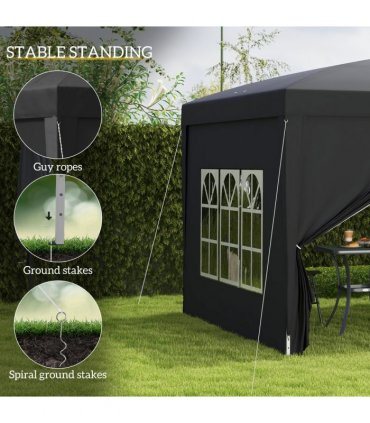 3mx3m Pop Up Gazebo Party Tent Canopy Marquee with Storage Bag Black