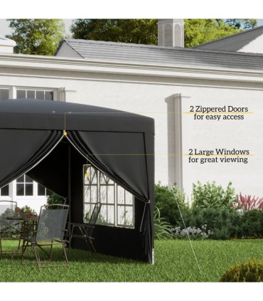 3mx3m Pop Up Gazebo Party Tent Canopy Marquee with Storage Bag Black