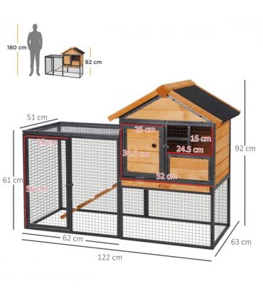 Rabbit Hutch Wood-metal Light Yellow 122L x63W x92H cm Outdoor Pet House