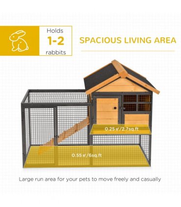 Rabbit Hutch Wood-metal Light Yellow 122L x63W x92H cm Outdoor Pet House