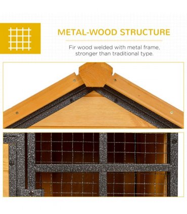 Rabbit Hutch Wood-metal Light Yellow 122L x63W x92H cm Outdoor Pet House