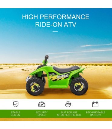 6V Kids Electric Ride on Car with Big Wheels 18-36 Months Toddlers Green
