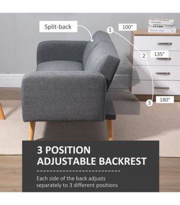 Two Seater Sofa Bed w/ Adjustable Backrest for Living Room, Guest Room