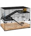 3 Tiers Hamster Cage w/ Deep Glass Bottom, Dish, Hut, 78.5 x 48.5 x 57cm