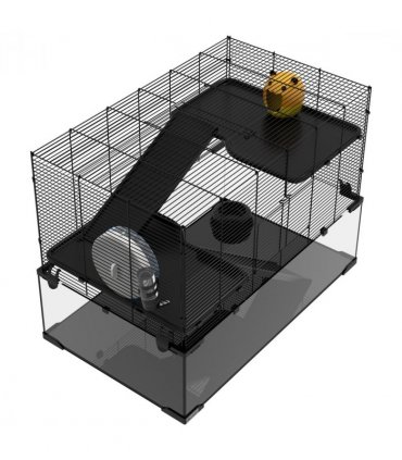 3 Tiers Hamster Cage w/ Deep Glass Bottom, Dish, Hut, 78.5 x 48.5 x 57cm