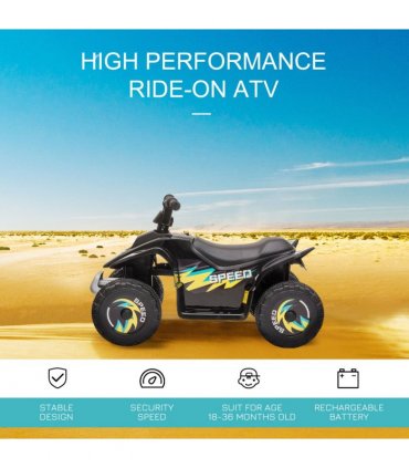 6V Kids Electric Ride on Car with Big Wheels 18-36 Months Toddlers Black