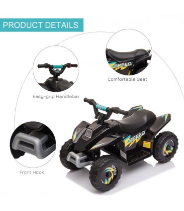6V Kids Electric Ride on Car with Big Wheels 18-36 Months Toddlers Black