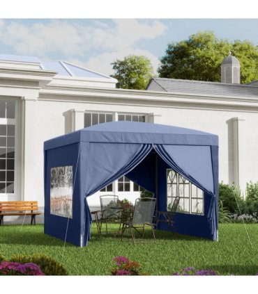 Gazebo Pop Up Party Tent Canopy Marquee Blue Oxford Cloth 2.95m x 2.95m