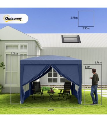 Gazebo Pop Up Party Tent Canopy Marquee Blue Oxford Cloth 2.95m x 2.95m