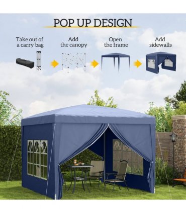 Gazebo Pop Up Party Tent Canopy Marquee Blue Oxford Cloth 2.95m x 2.95m