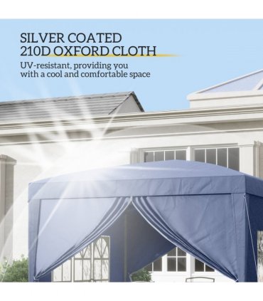 Gazebo Pop Up Party Tent Canopy Marquee Blue Oxford Cloth 2.95m x 2.95m
