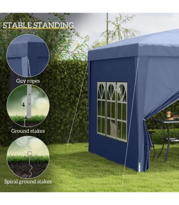 Gazebo Pop Up Party Tent Canopy Marquee Blue Oxford Cloth 2.95m x 2.95m