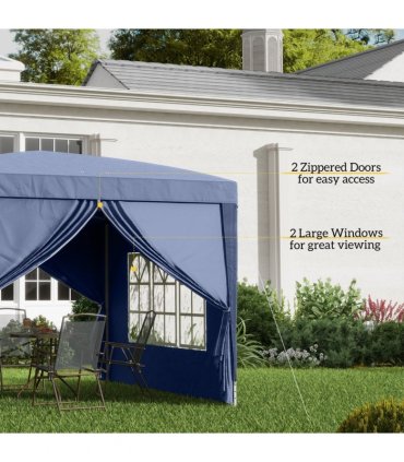 Gazebo Pop Up Party Tent Canopy Marquee Blue Oxford Cloth 2.95m x 2.95m
