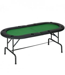 Foldable Poker Table Casino Top 8 Players Game Trays Drink Holder