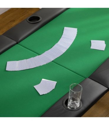Foldable Poker Table Casino Top 8 Players Game Trays Drink Holder