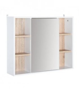 Wall Mounted Bathroom Storage Cabinet w/ Mirrored Door, Adjustable Shelf