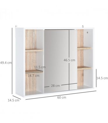 Wall Mounted Bathroom Storage Cabinet w/ Mirrored Door, Adjustable Shelf