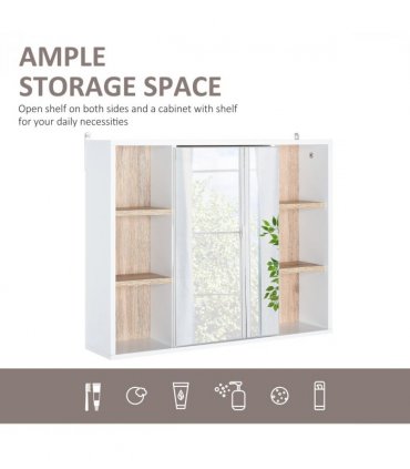 Wall Mounted Bathroom Storage Cabinet w/ Mirrored Door, Adjustable Shelf