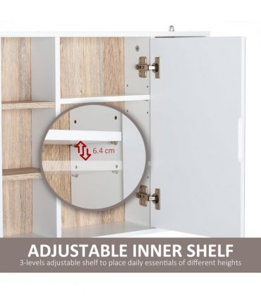Wall Mounted Bathroom Storage Cabinet w/ Mirrored Door, Adjustable Shelf