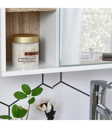Wall Mounted Bathroom Storage Cabinet w/ Mirrored Door, Adjustable Shelf