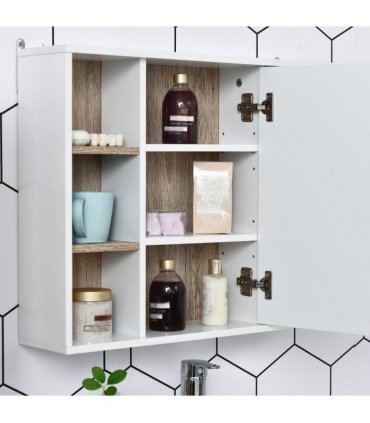 Wall Mounted Bathroom Storage Cabinet w/ Mirrored Door, Adjustable Shelf