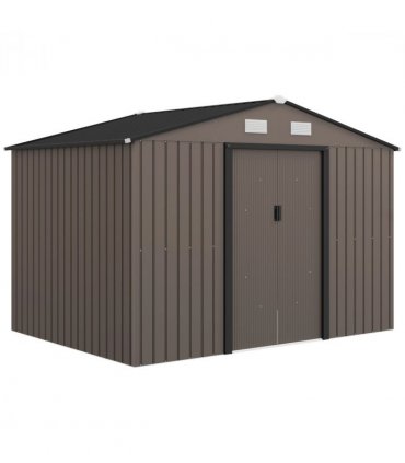 Outdoor Storage Garden Shed Galvanised Metal Brown 277cm x 195cm x 192cm Steel