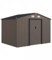 Outdoor Storage Garden Shed Galvanised Metal Brown 277cm x 195cm x 192cm Steel