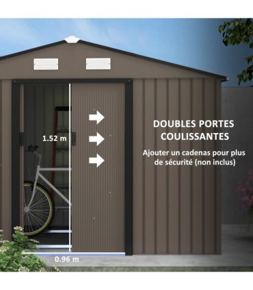 Outdoor Storage Garden Shed Galvanised Metal Brown 277cm x 195cm x 192cm Steel