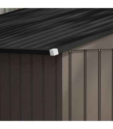 Outdoor Storage Garden Shed Galvanised Metal Brown 277cm x 195cm x 192cm Steel