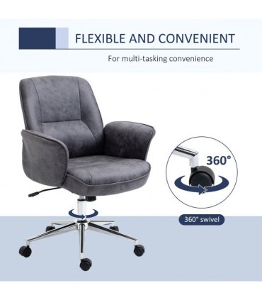 Swivel Computer Office Chair Mid Back Desk Chair for Home, Deep Grey