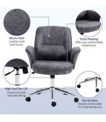Swivel Computer Office Chair Mid Back Desk Chair for Home, Deep Grey