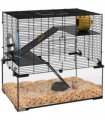 3 Tiers Hamster Cage w/ Deep Glass Bottom, Dish, Hut, 60 x 40 x 57cm