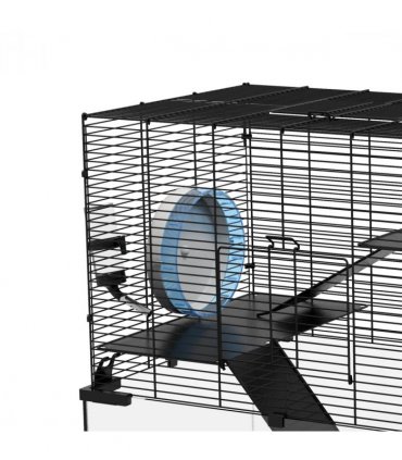 3 Tiers Hamster Cage w/ Deep Glass Bottom, Dish, Hut, 60 x 40 x 57cm