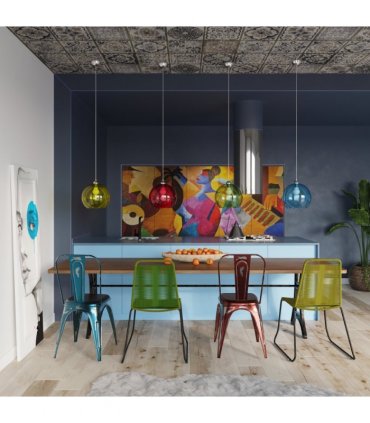 Pendant lamp steel, glass Ball minimalistic Design E27