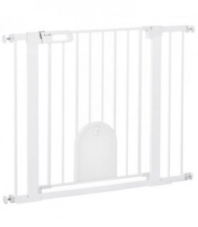 75-103 cm Pet Safety Gate Pressure Fit Stair w/ Small Door Double Locking