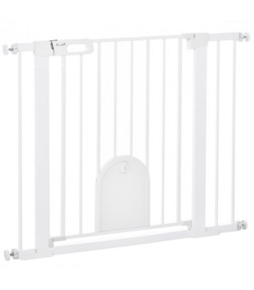 75-103 cm Pet Safety Gate Pressure Fit Stair w/ Small Door Double Locking
