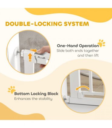 75-103 cm Pet Safety Gate Pressure Fit Stair w/ Small Door Double Locking