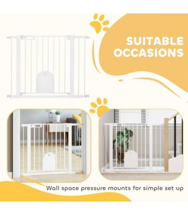 75-103 cm Pet Safety Gate Pressure Fit Stair w/ Small Door Double Locking