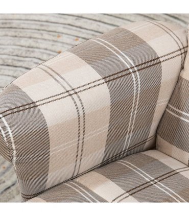 Recliner Chair and Footstool Linen-touch Fabric Wooden Base Multicolour