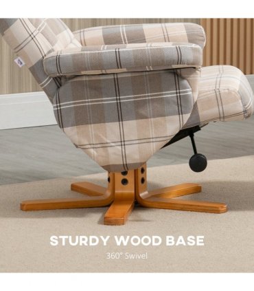 Recliner Chair and Footstool Linen-touch Fabric Wooden Base Multicolour