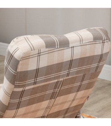 Recliner Chair and Footstool Linen-touch Fabric Wooden Base Multicolour