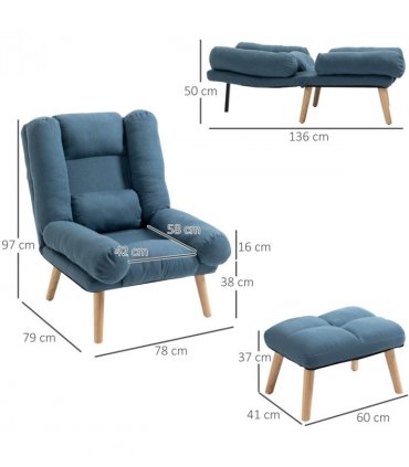 Recliner with Ottoman 3-Position Adjustable Reclining Lounger Sofa Chair