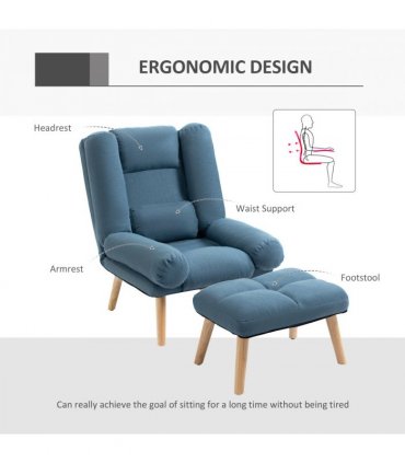 Recliner with Ottoman 3-Position Adjustable Reclining Lounger Sofa Chair