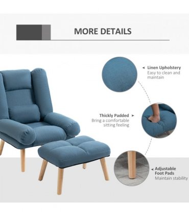 Recliner with Ottoman 3-Position Adjustable Reclining Lounger Sofa Chair